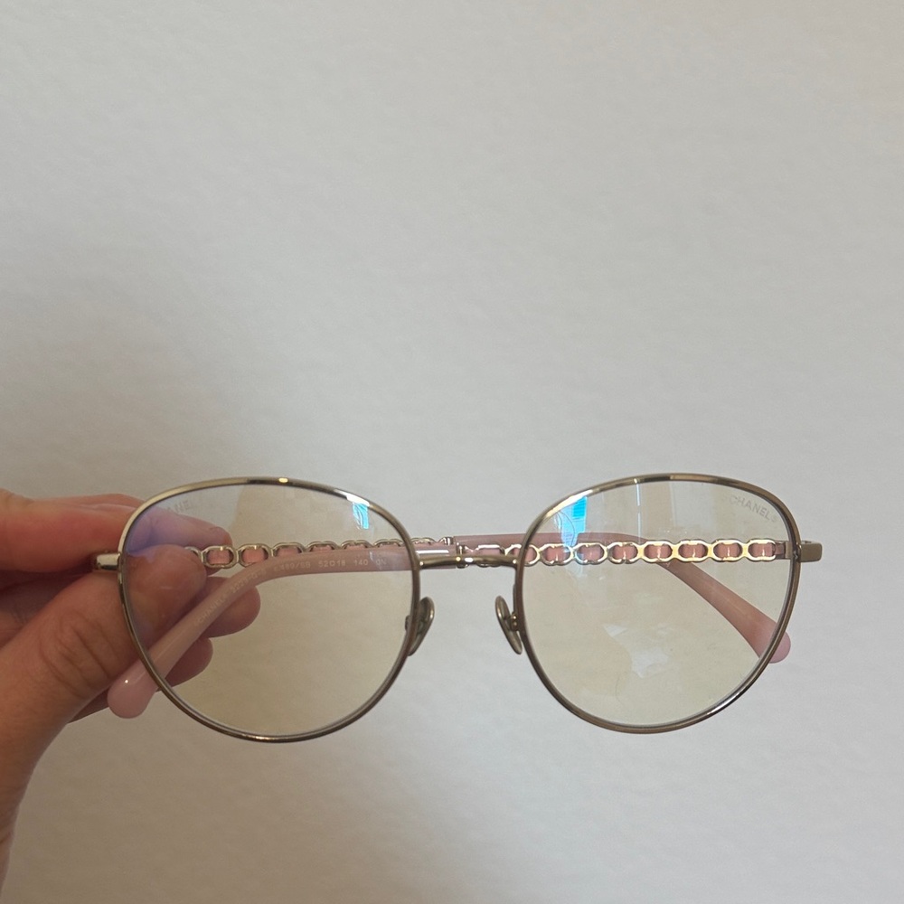 CHANEL Gold and Pink Blue Light Glasses